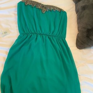 Green beaded cocktail dress